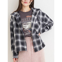 【WEB限定】チェック柄フードドロストシャツ