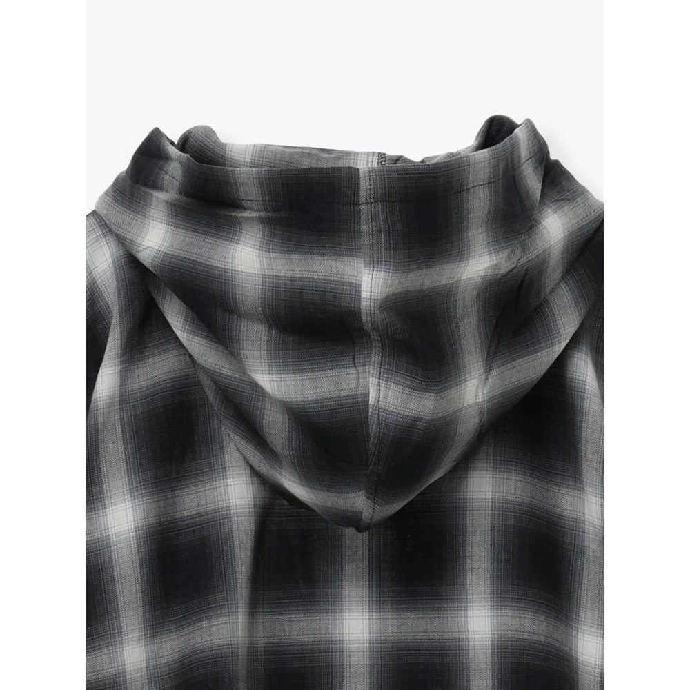 【WEB限定】チェック柄フードドロストシャツ22