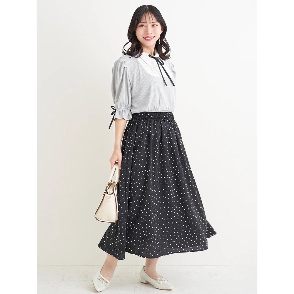 【WEB限定】ドットスカートドッキングワンピース