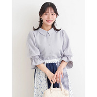 袖フラワー刺繍×ラインストーンブラウス