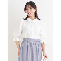 袖フラワー刺繍×ラインストーンブラウス