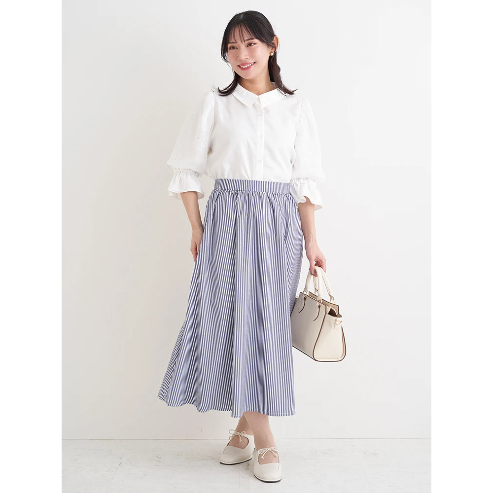 袖フラワー刺繍×ラインストーンブラウス13