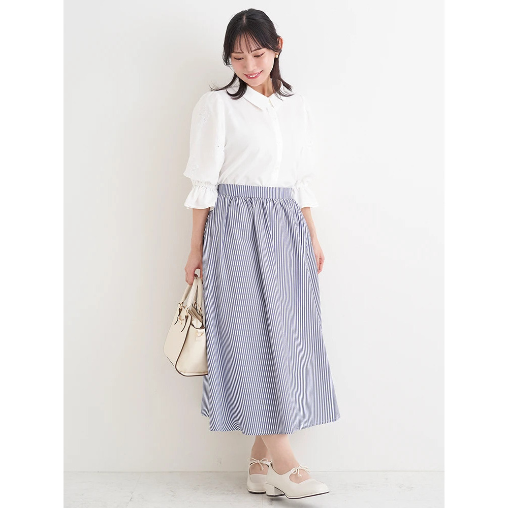 袖フラワー刺繍×ラインストーンブラウス14