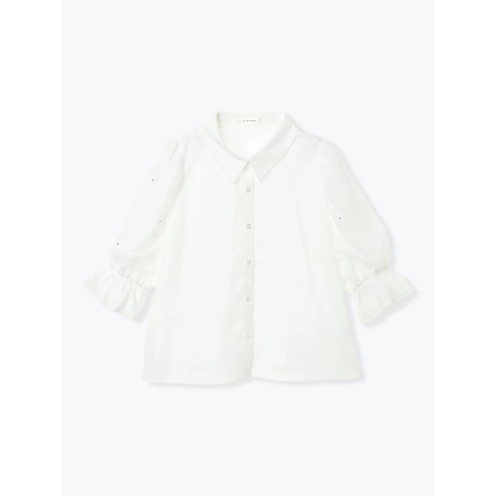 袖フラワー刺繍×ラインストーンブラウス15