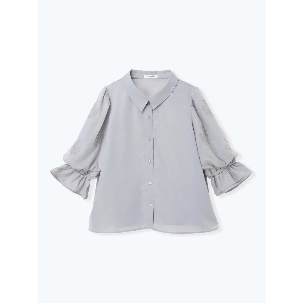 袖フラワー刺繍×ラインストーンブラウス16