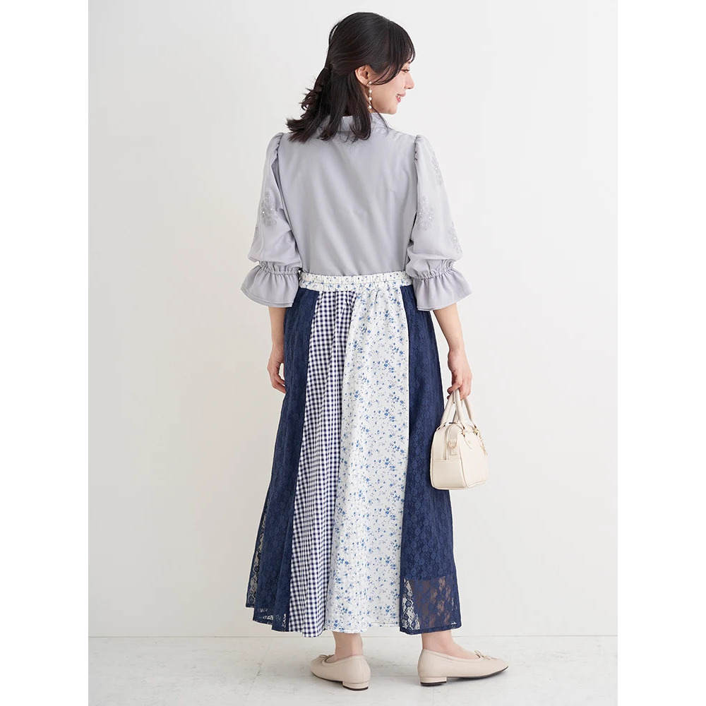 袖フラワー刺繍×ラインストーンブラウス9