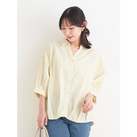 BACKレースアップストライプ柄裾タックスキッパーシャツ