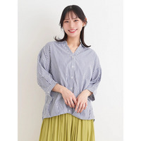 BACKレースアップストライプ柄裾タックスキッパーシャツ