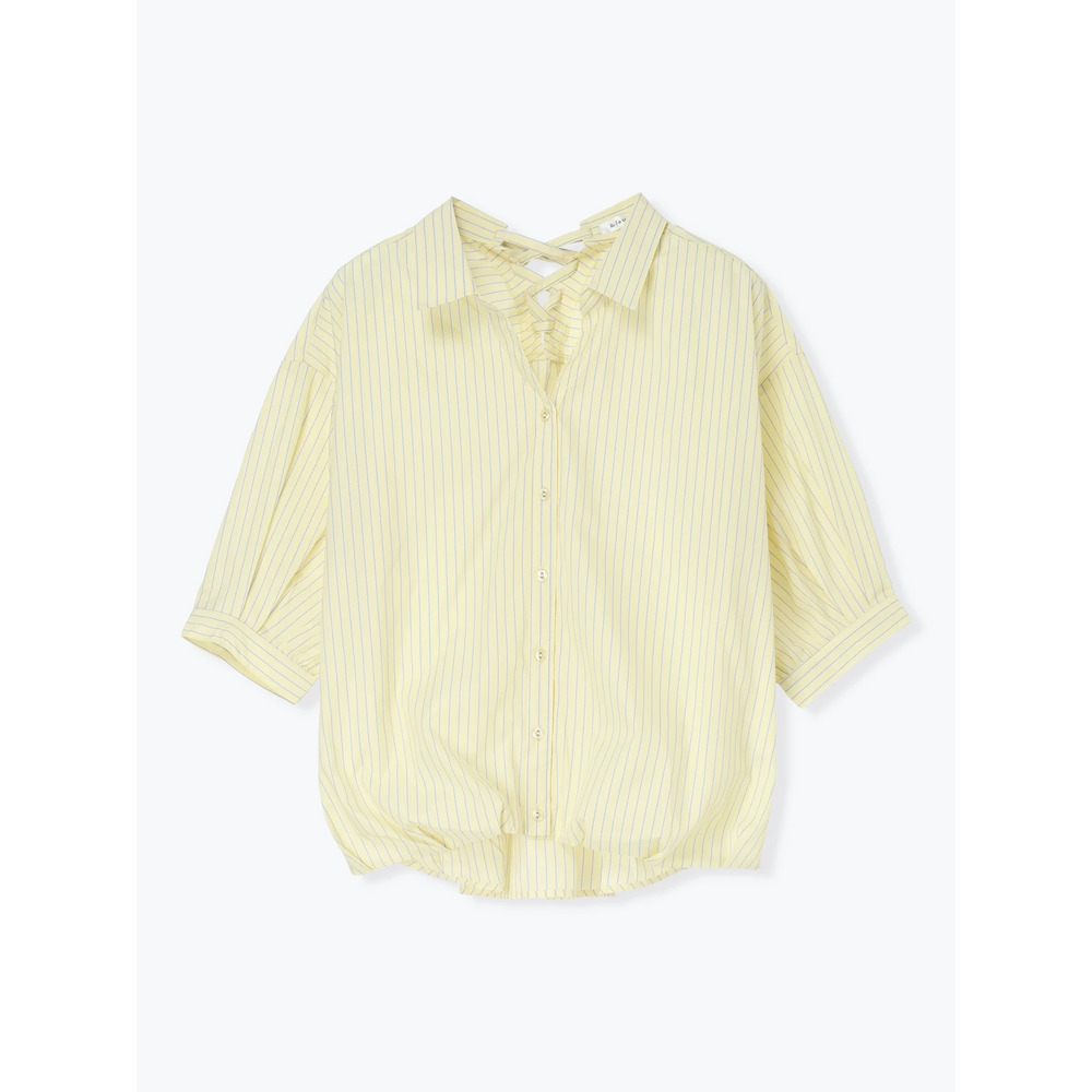 BACKレースアップストライプ柄裾タックスキッパーシャツ19