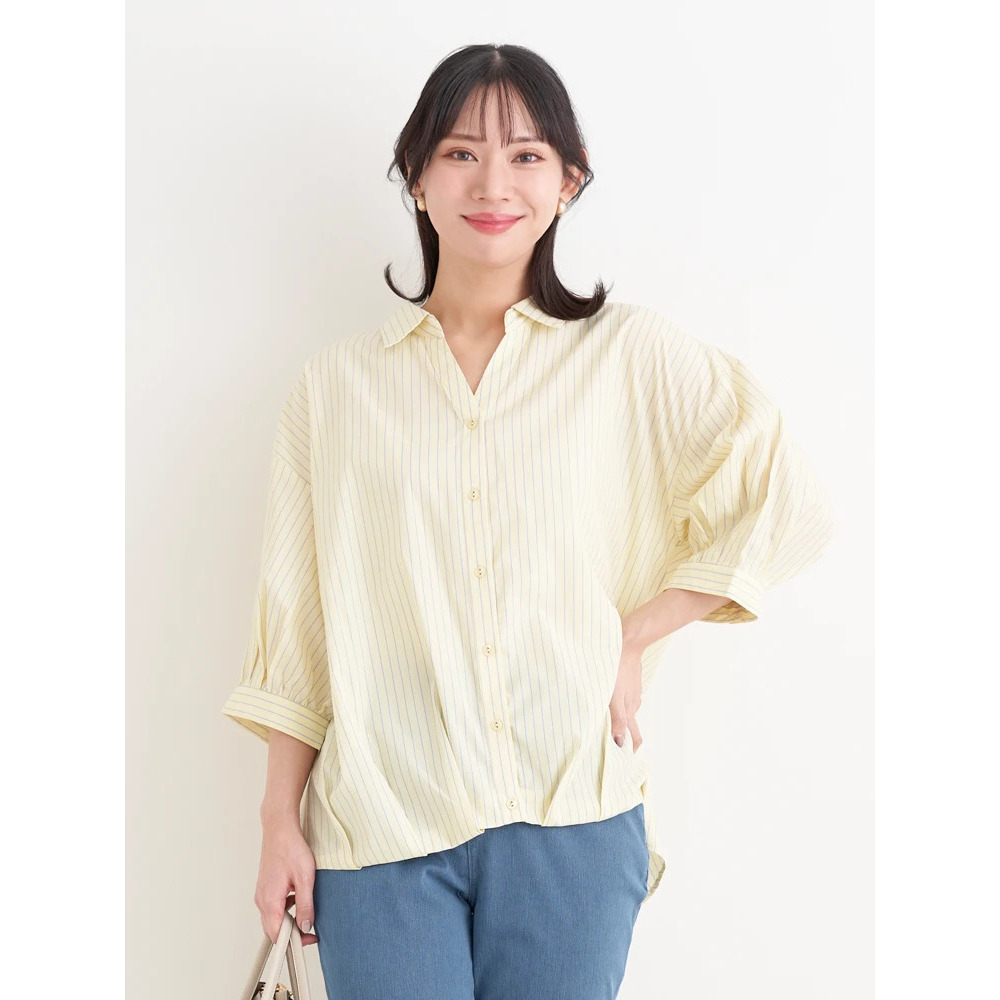 BACKレースアップストライプ柄裾タックスキッパーシャツ2