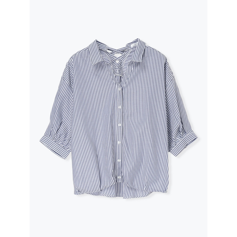 BACKレースアップストライプ柄裾タックスキッパーシャツ20