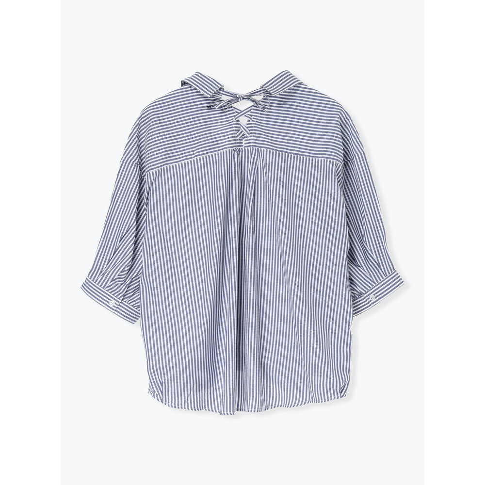 BACKレースアップストライプ柄裾タックスキッパーシャツ21