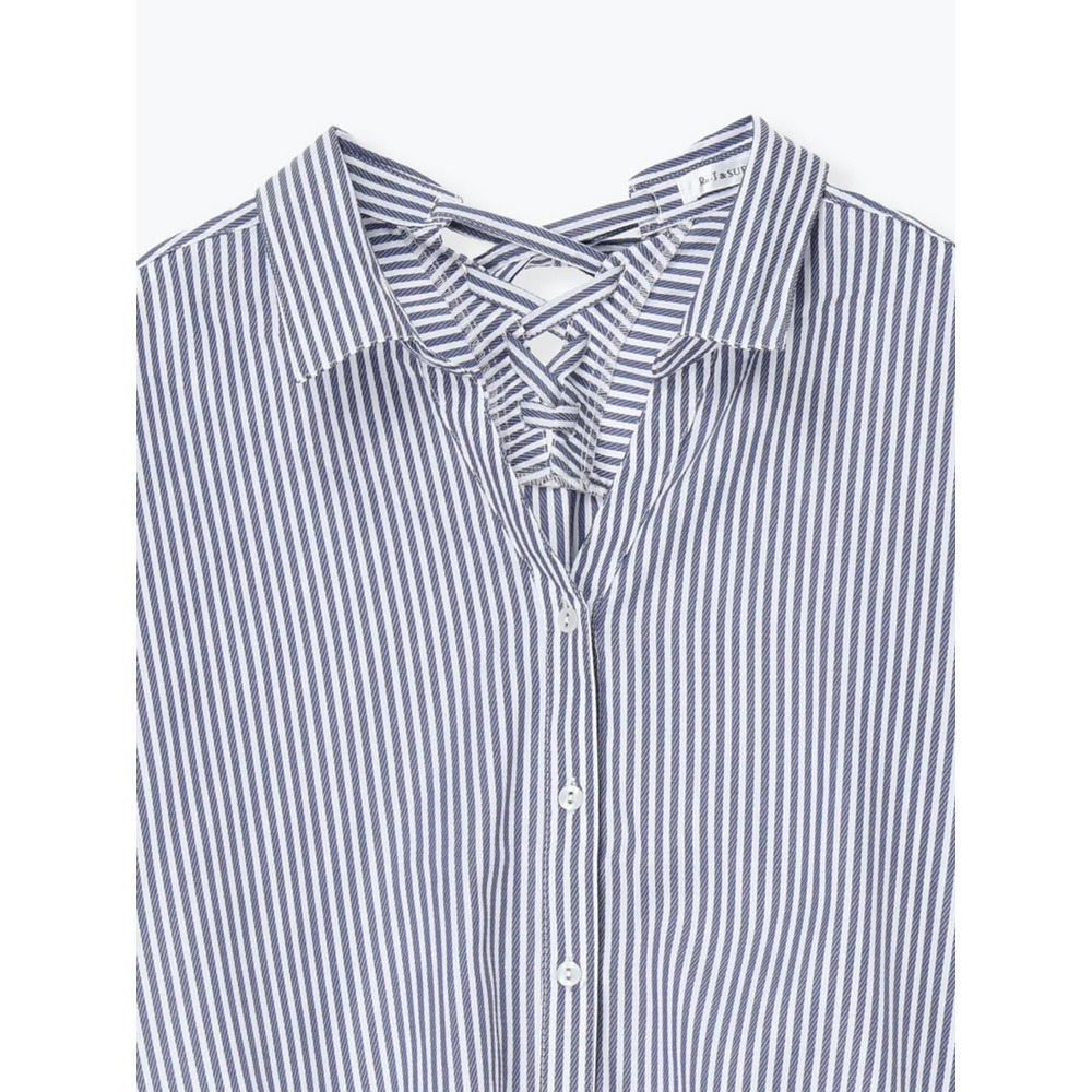 BACKレースアップストライプ柄裾タックスキッパーシャツ22