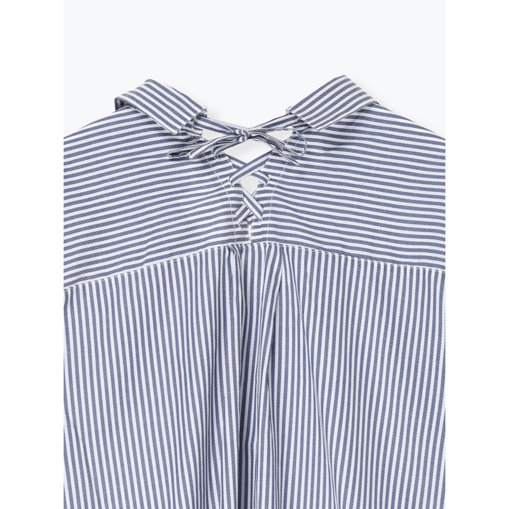 BACKレースアップストライプ柄裾タックスキッパーシャツ25