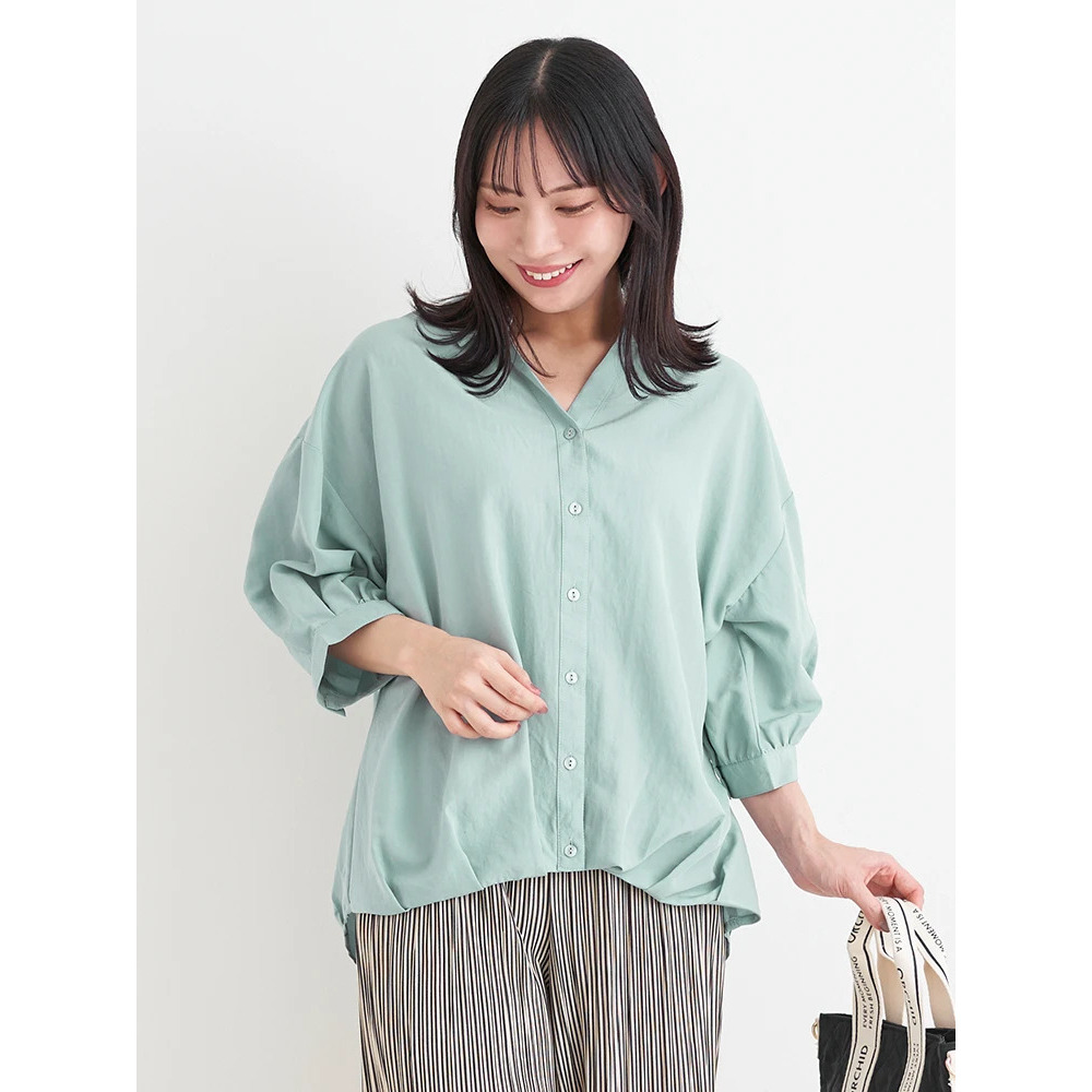 BACKレースアップ裾タックスキッパーシャツ