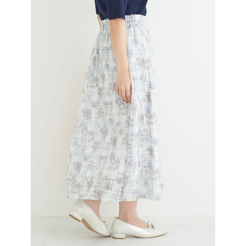 シャドーチェック花柄プリントスカート15