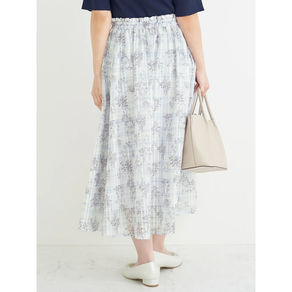 シャドーチェック花柄プリントスカート16