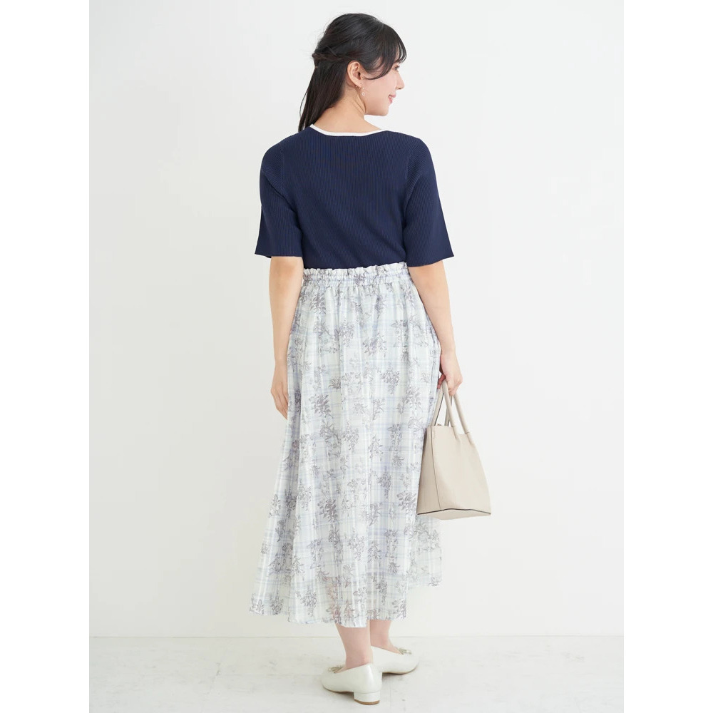 シャドーチェック花柄プリントスカート21