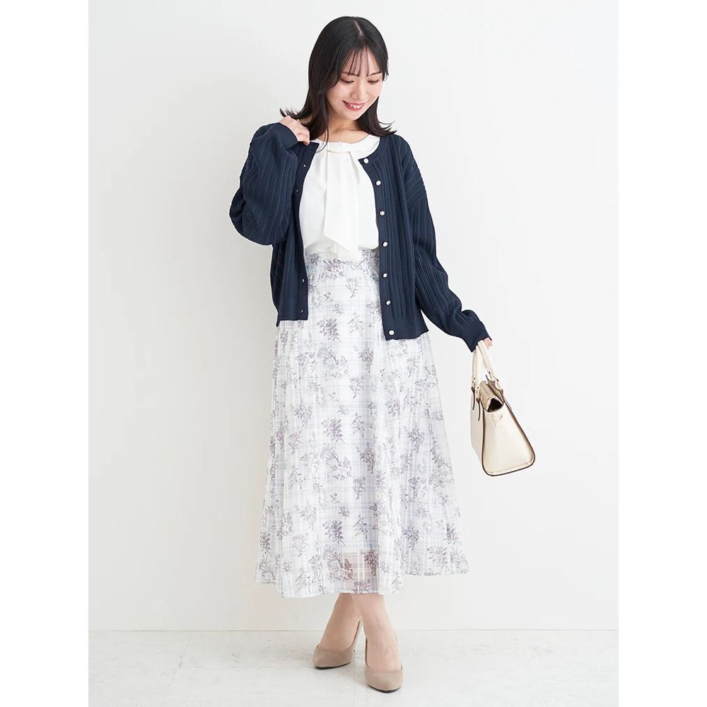 シャドーチェック花柄プリントスカート25