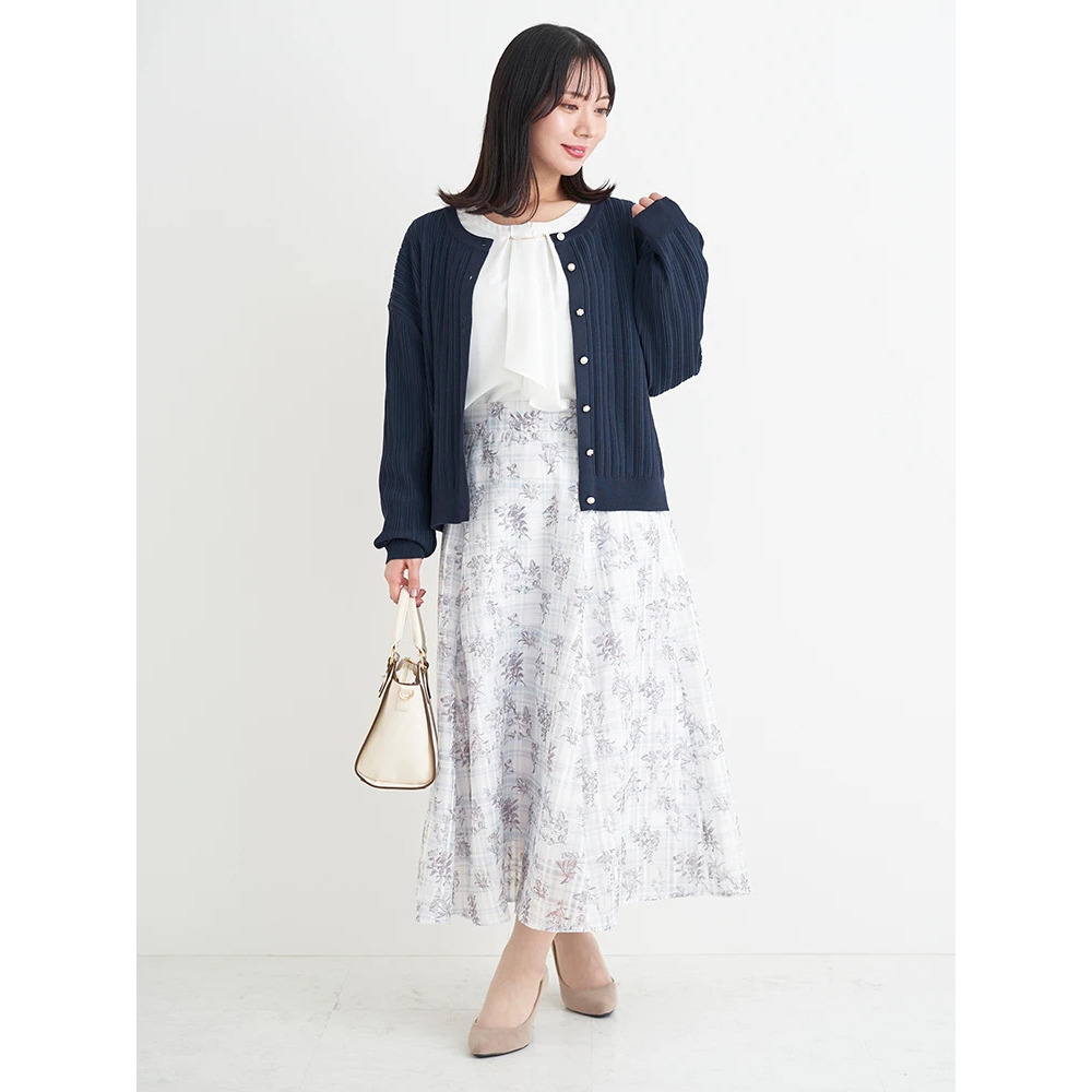 シャドーチェック花柄プリントスカート26