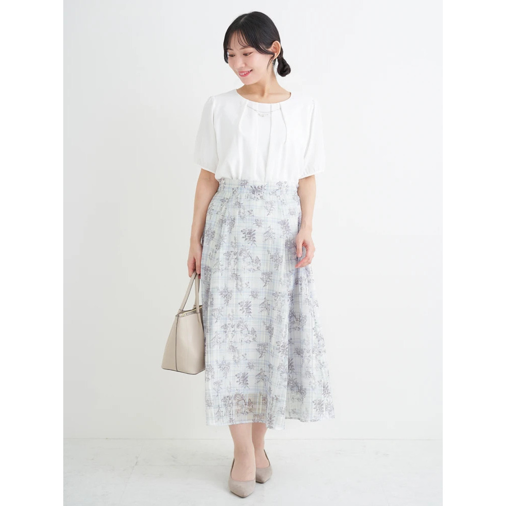 シャドーチェック花柄プリントスカート29