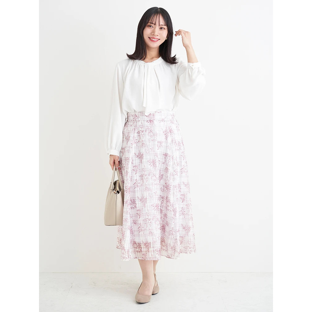 シャドーチェック花柄プリントスカート7