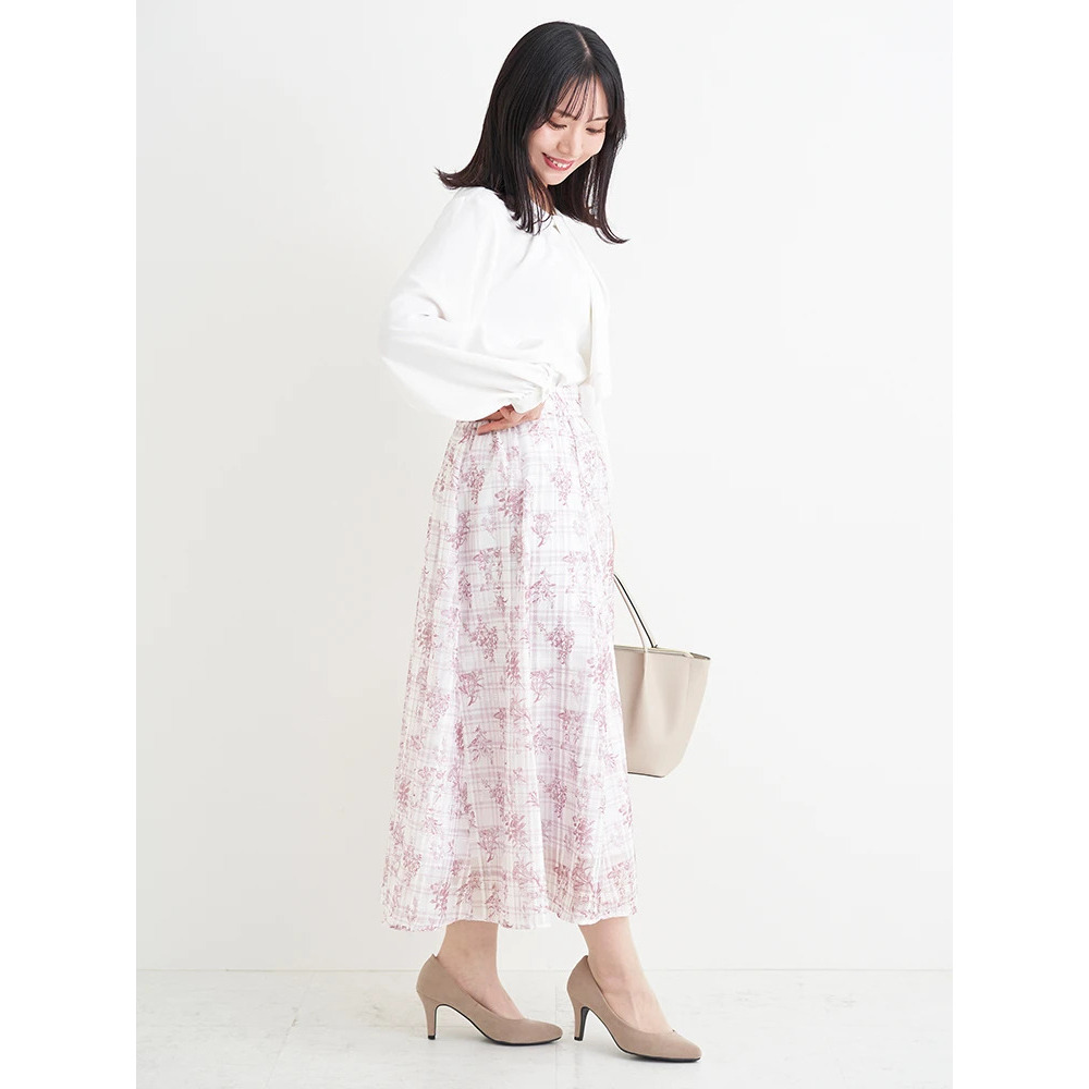 シャドーチェック花柄プリントスカート8