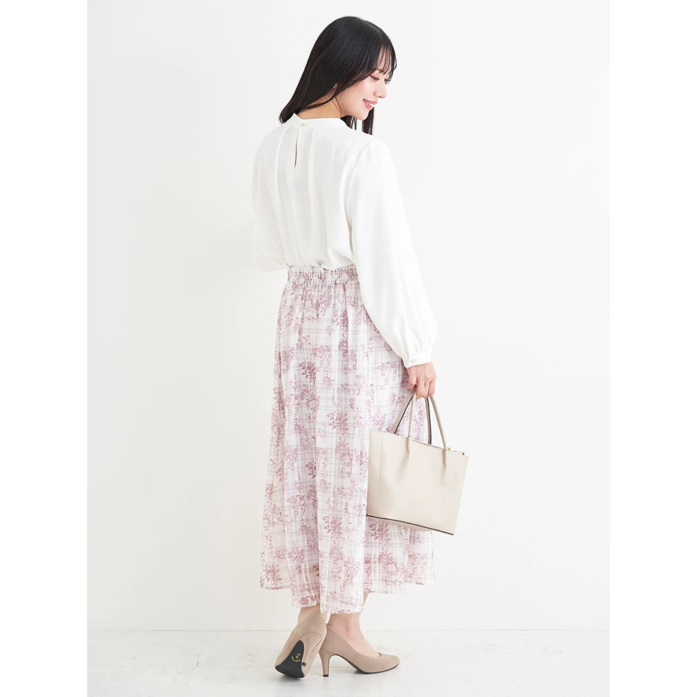 シャドーチェック花柄プリントスカート9