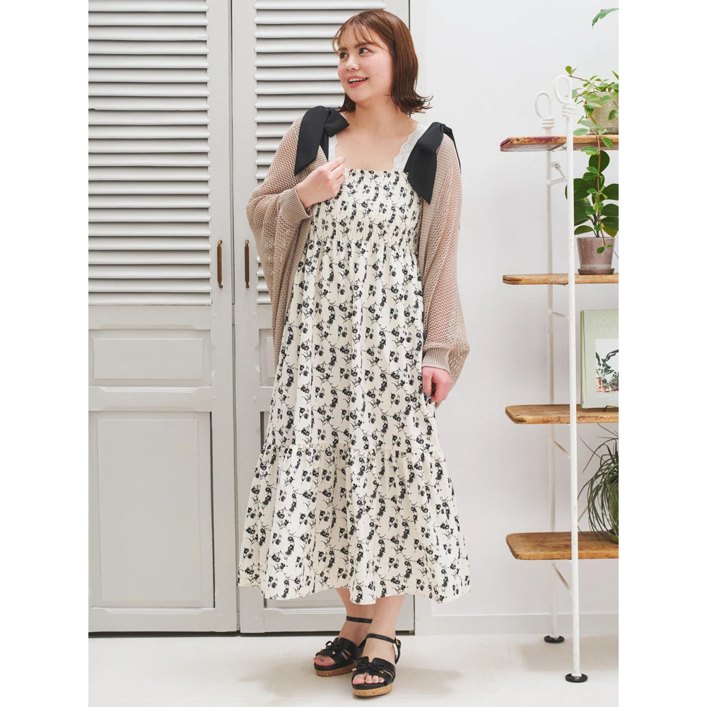 シャーリングワンピース（花柄・ドット柄）