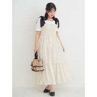 シャーリングワンピース（花柄・ドット柄）