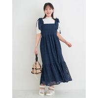 総レースショルダーリボンワンピース