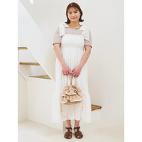 総レースショルダーリボンワンピース