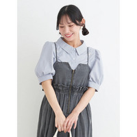 フラワー刺繍シャツ（無地/ストライプ）