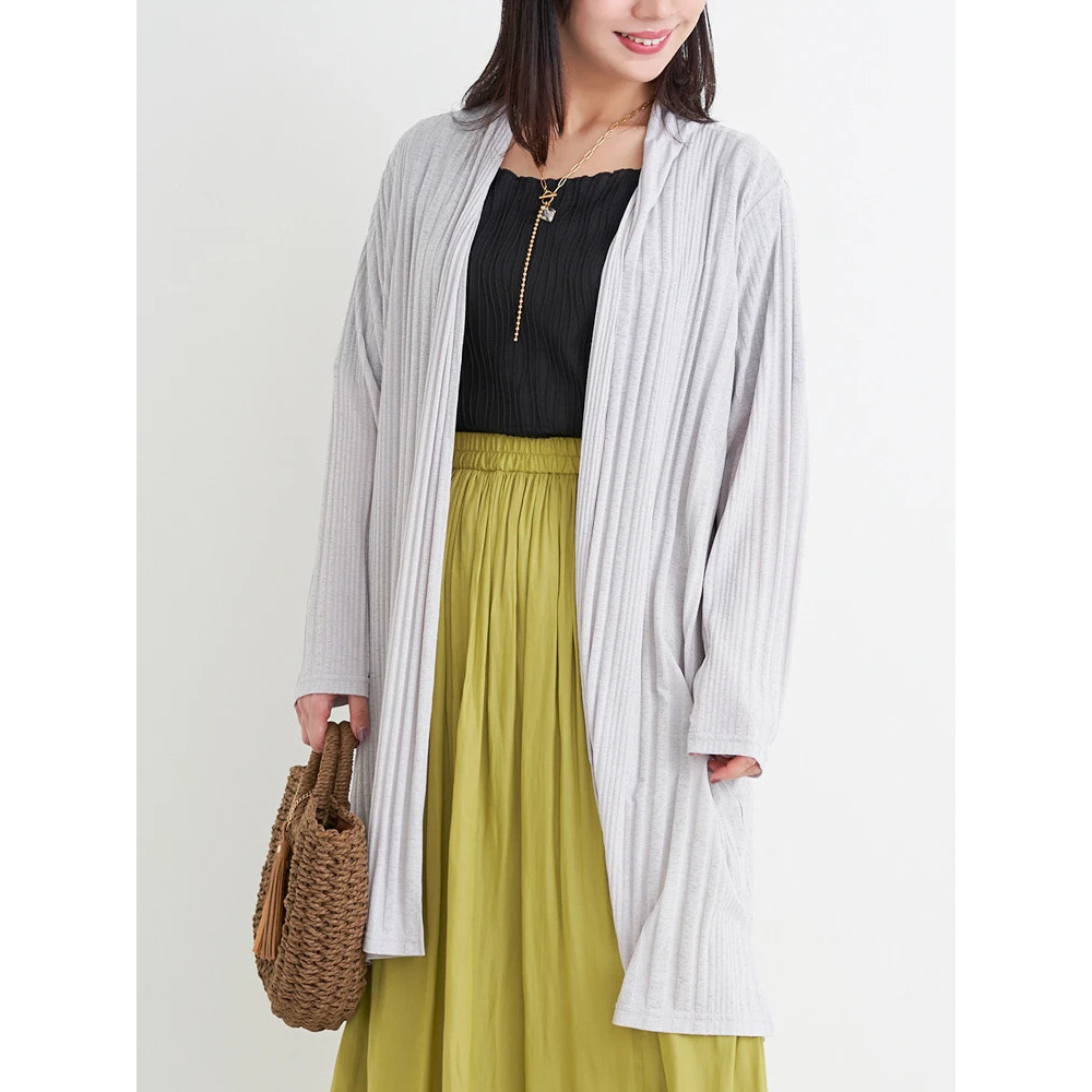 【吸水速乾・UVケア】ランダムリブトッパーカーディガン