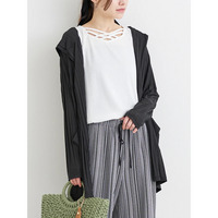 【吸水速乾・UVケア】ランダムリブフード付きトッパーカーディガン