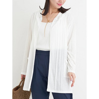 【吸水速乾・UVケア】ランダムリブフード付きトッパーカーディガン