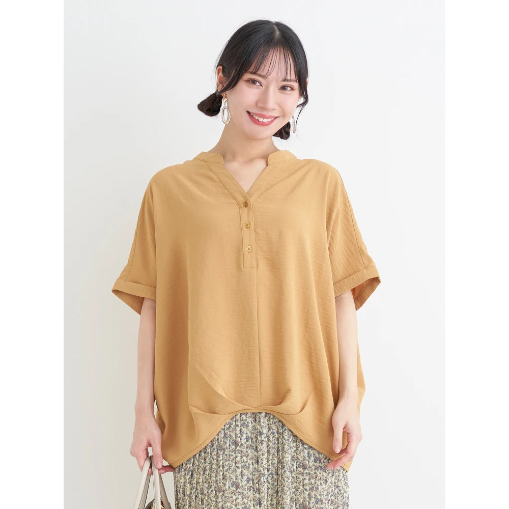 【接触冷感】[らくちんケア ]裾タックスキッパーブラウス