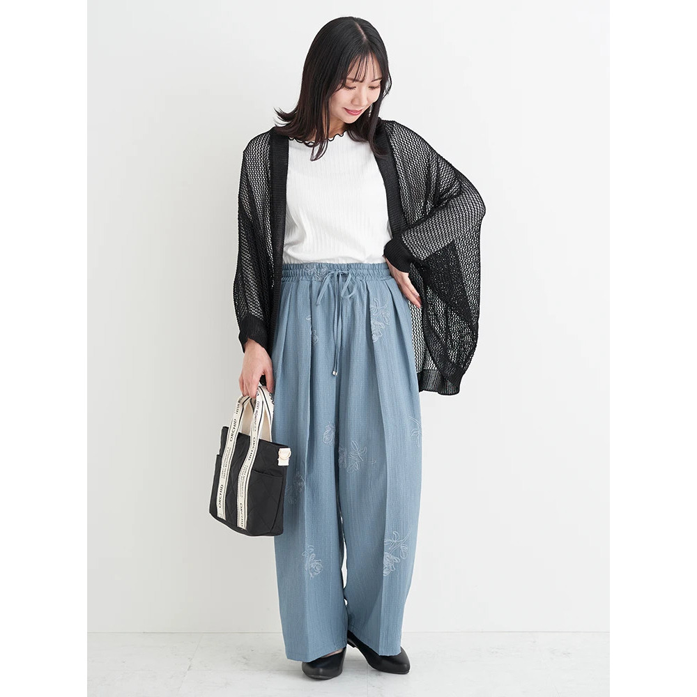 フラワー刺繍ワイドパンツ10