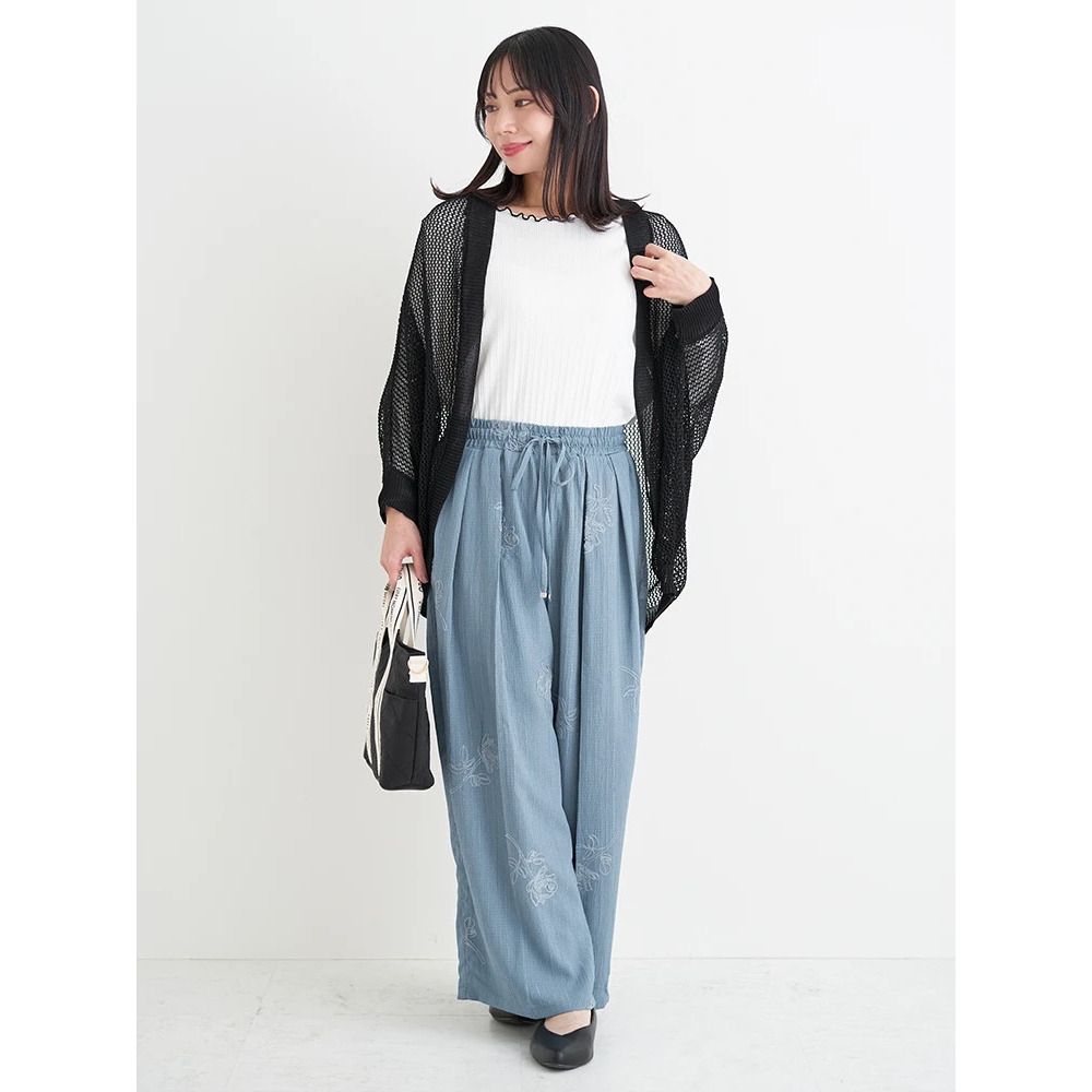 フラワー刺繍ワイドパンツ11