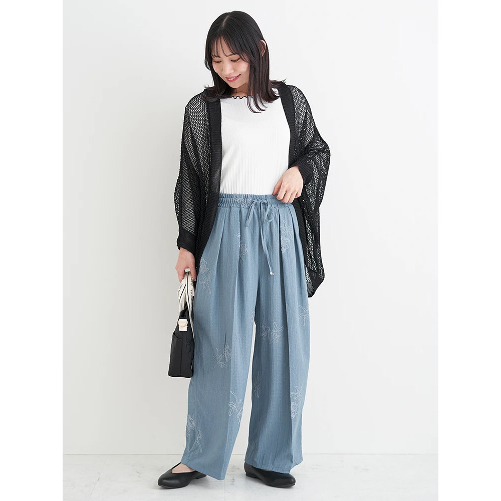 フラワー刺繍ワイドパンツ12