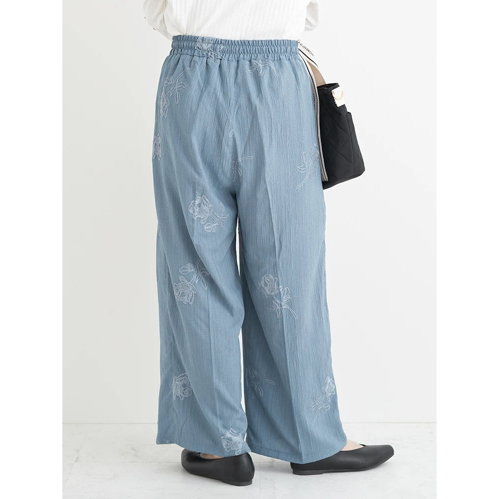 フラワー刺繍ワイドパンツ4