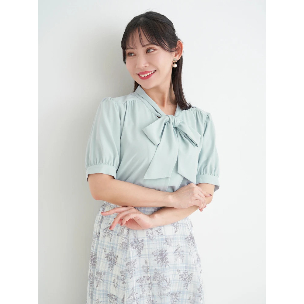 【ラクケア】ボウタイリボンブラウス