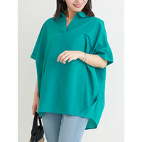 【涼風リネン】スキッパーバンドカラーブラウス