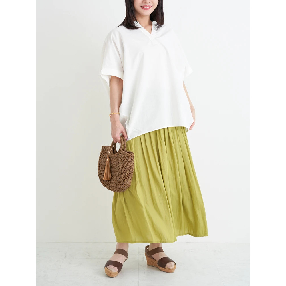 【涼風リネン】スキッパーネックブラウス25