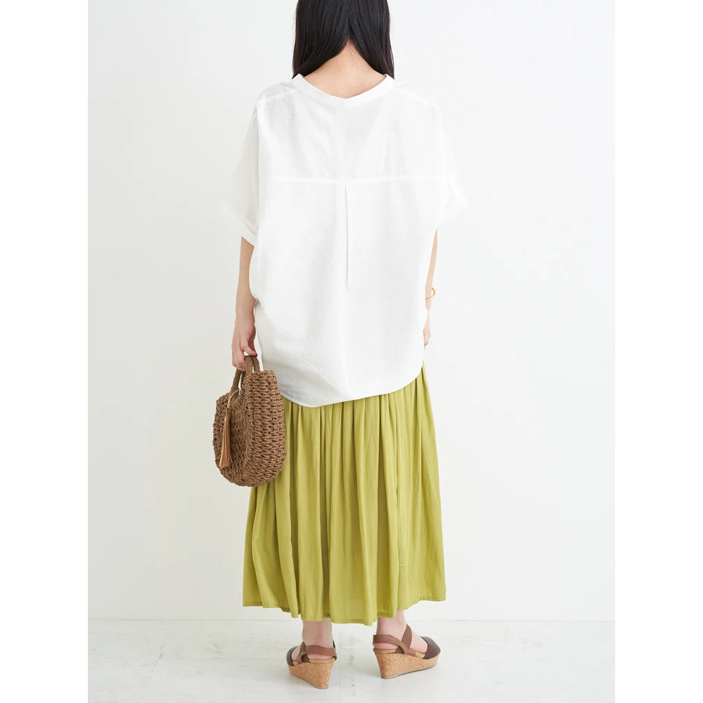 【涼風リネン】スキッパーネックブラウス27