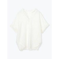 【涼風リネン】スキッパーネックバンドカラーブラウス