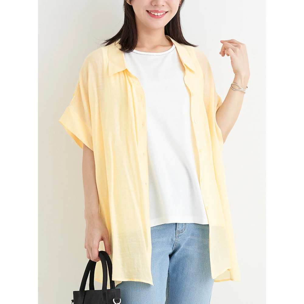 [SET]レーヨン混シアーシャツ×ビジュータンクトップ