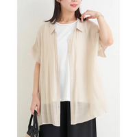 [SET]レーヨン混シアーシャツ×ビジュータンクトップ