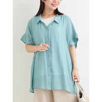 [SET]レーヨン混シアーシャツ×ビジュータンクトップ