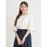 袖リボン×ビジューフレアスリーブトップス